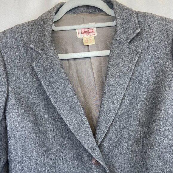 Vintage Mister Leonard Wool Blazer Notched Lapels Button Front Closure Gray W 10 - Picture 9 of 12